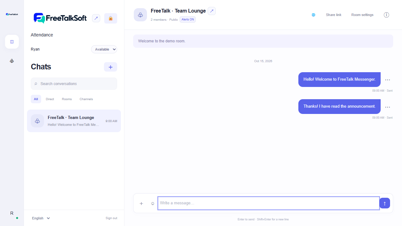 FreeTalk Messenger demo